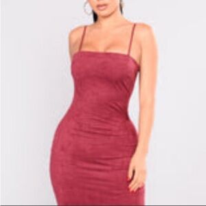 Suede Bodycon Spaghetti Strap Midi Dress